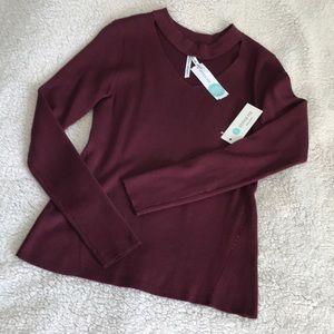 Burgundy sweater with choker detail
